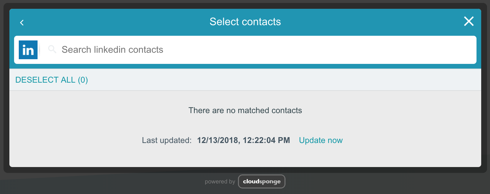 Widget with no LinkedIn contacts