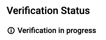Google's verification in progress message