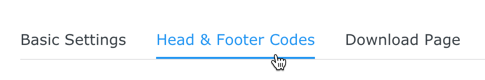 Shows the link on the KickoffLabs interface for "Head & Footer Codes)