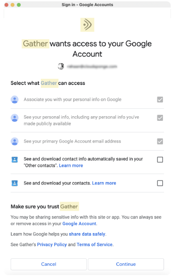 GATHER OAUTH GATHER OAUTH